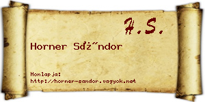 Horner Sándor névjegykártya